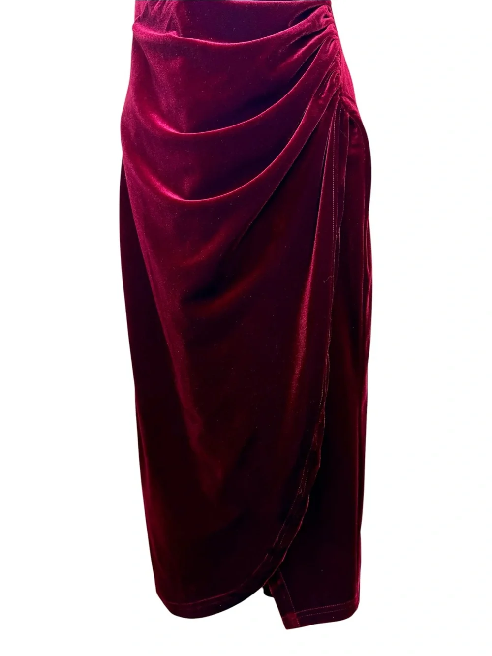 Lulus Glamorous Celebrations Wine Velvet Strapless Tulip Midi Dress S - Picture 7 of 10